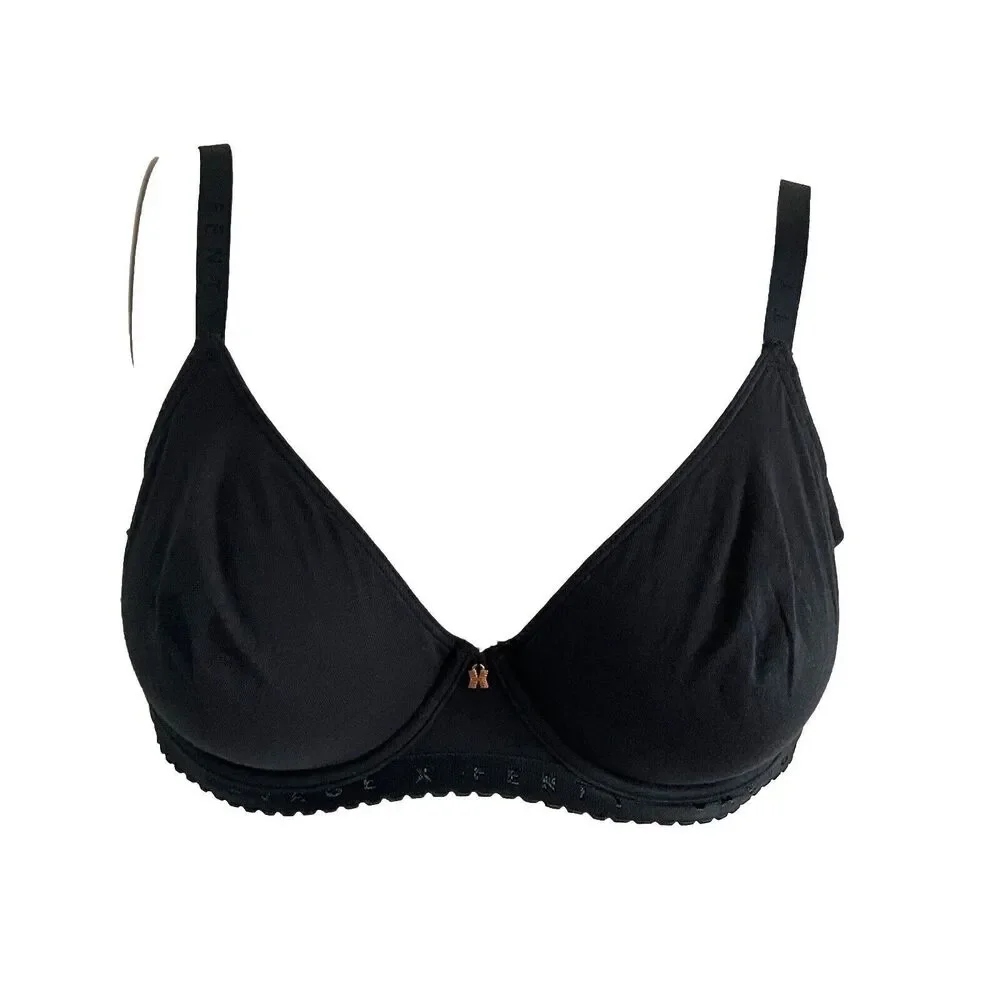Savage X Fenty Cotton Jersey Bra 38D Black Unlined Underwire NWT